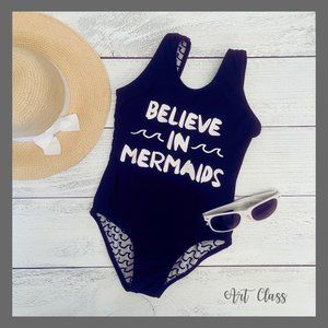 Art Class "Believe In Mermaids" One Piece Swimsuit Size Small (6-6x)